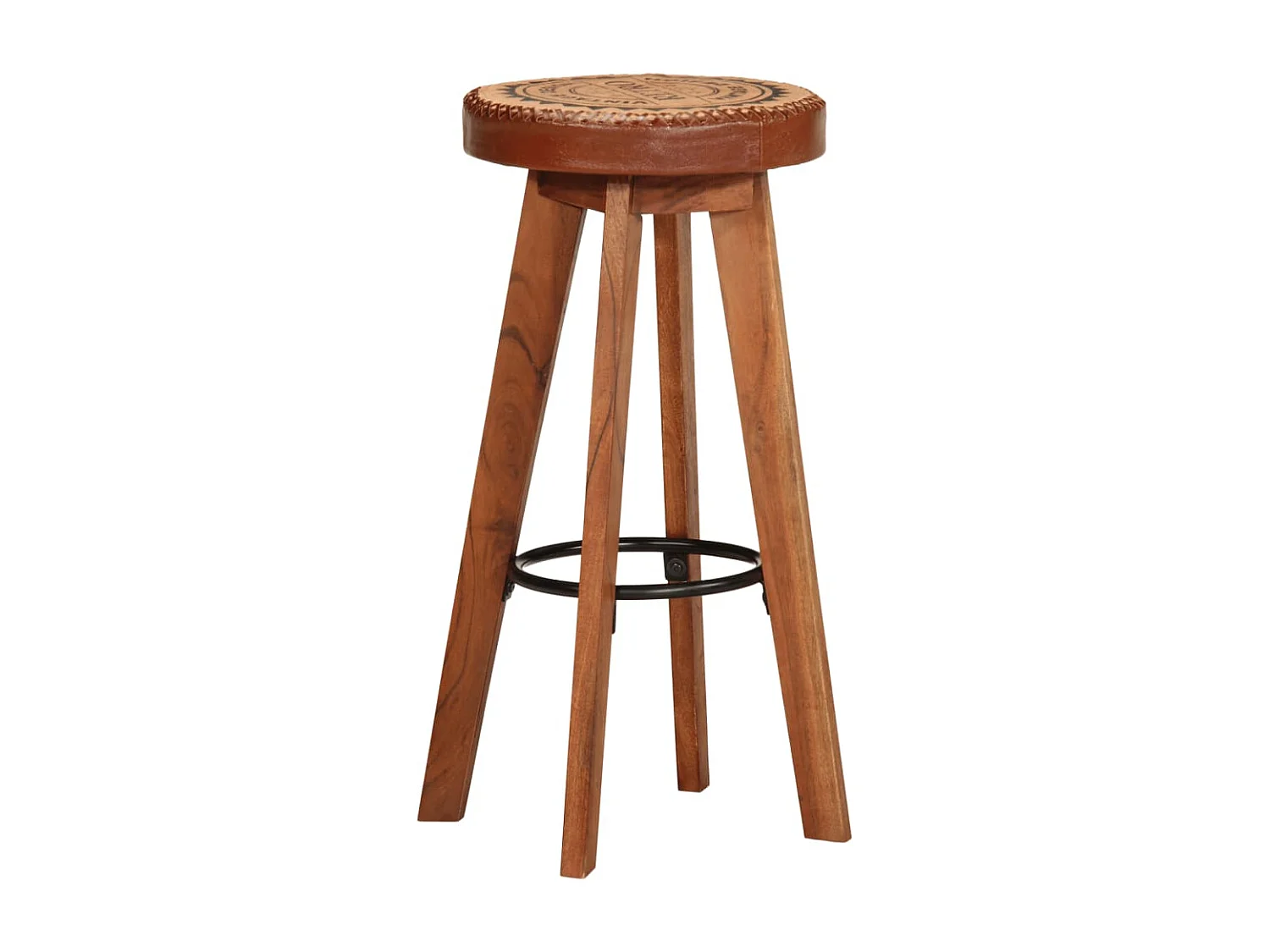 Tabourets de bar 2 pcs Cuir véritable et bois d'acacia solide