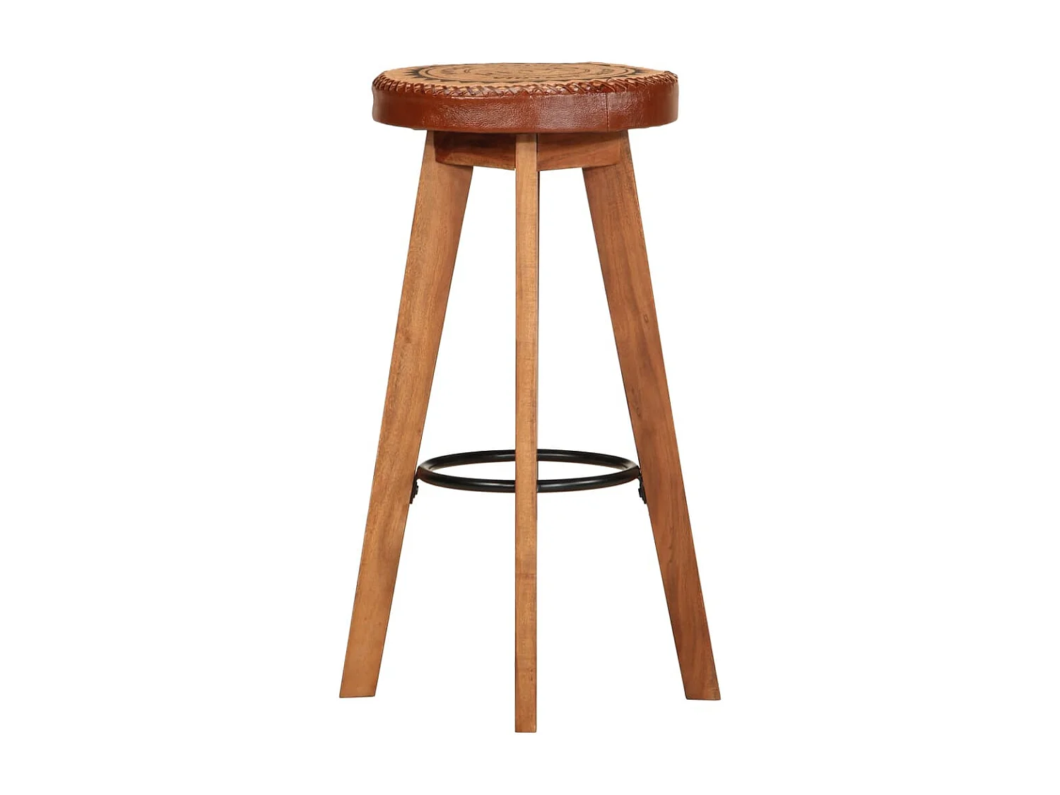 Tabourets de bar 2 pcs Cuir véritable et bois d'acacia solide