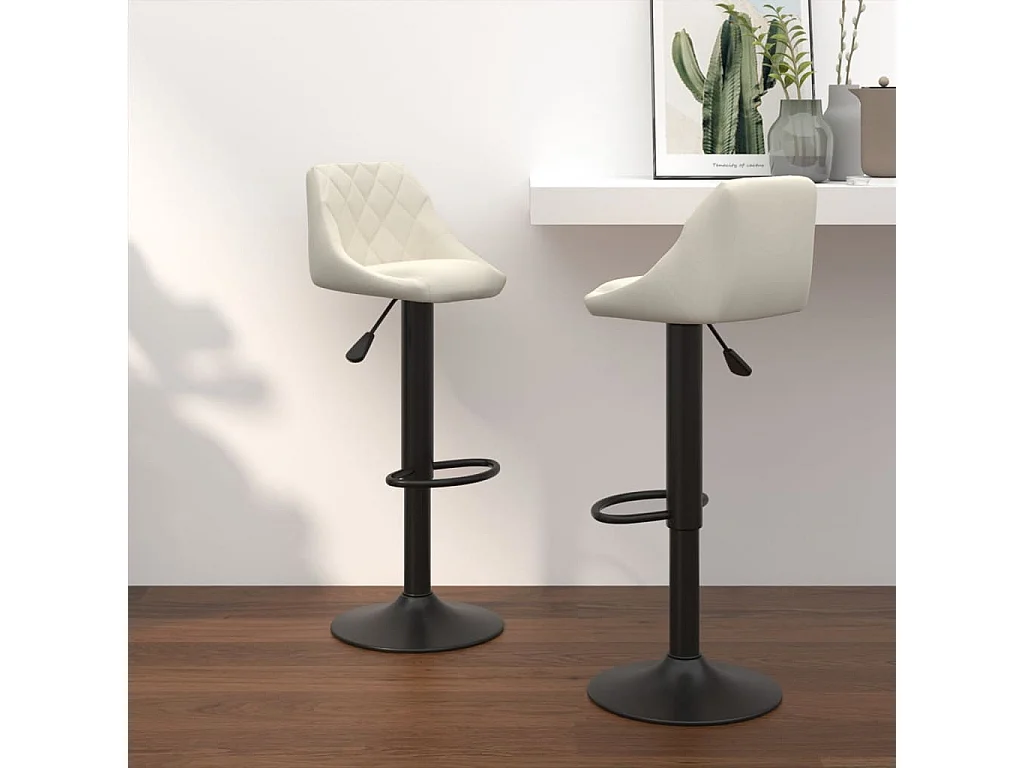 Tabourets de bar lot de 2 crème velours