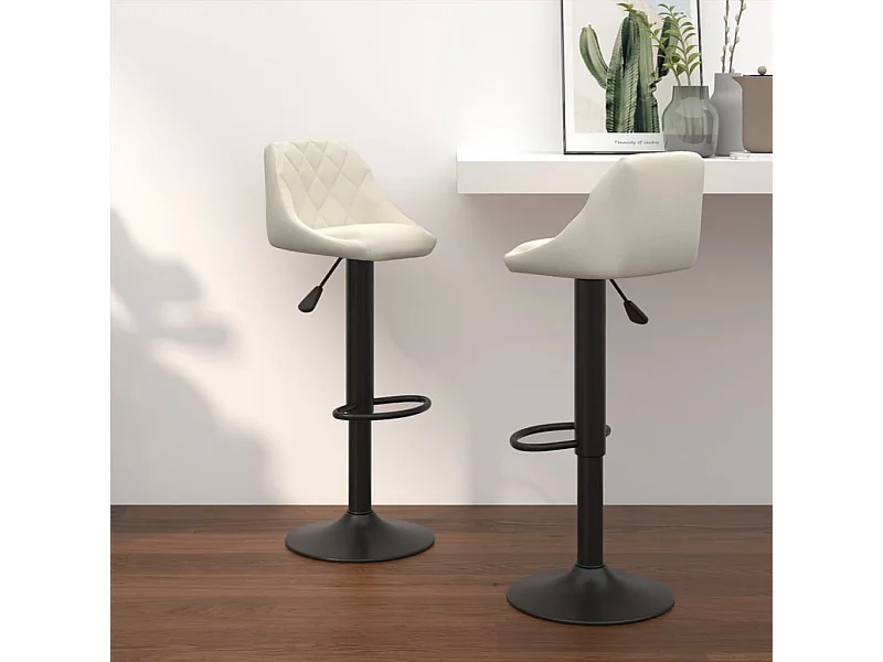 Tabourets de bar lot de 2 crème velours