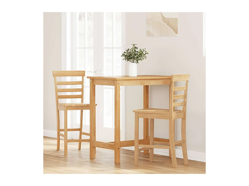 Sgabelli da bar 2 pezzi in legno massello di gomma naturale