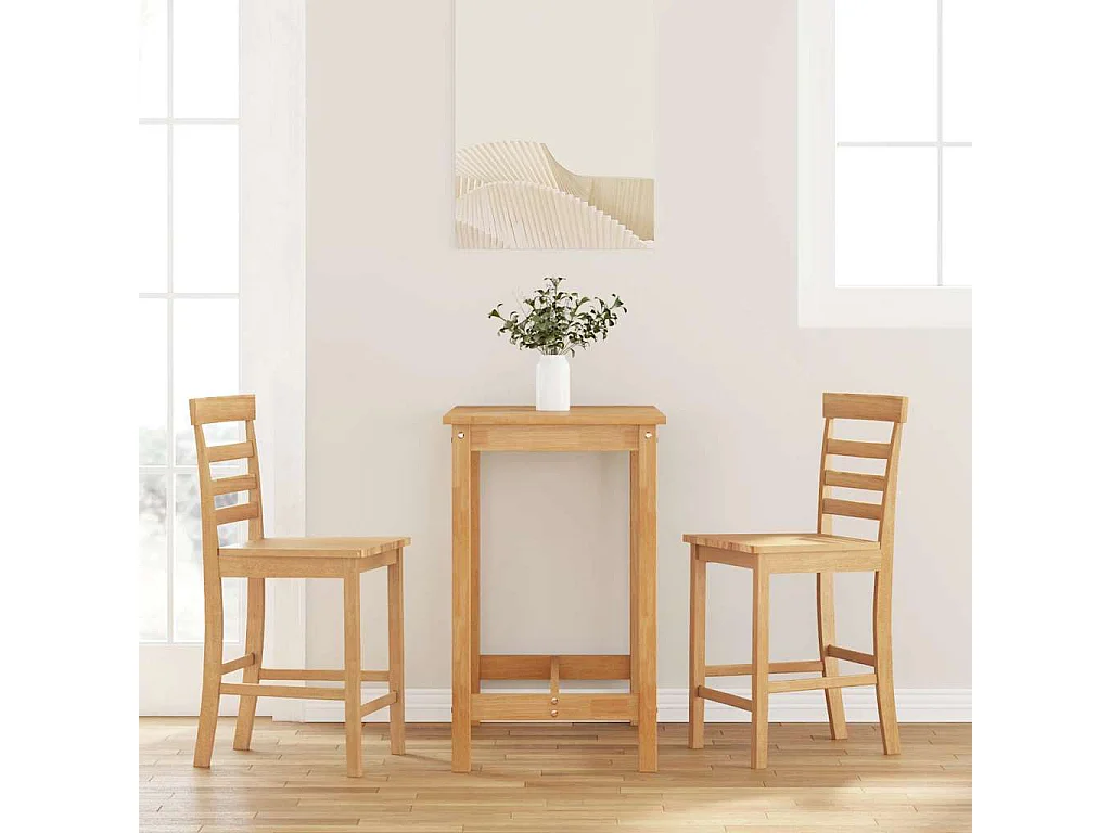 Tabourets de bar 2 pcs naturel bois massif d'hévéa