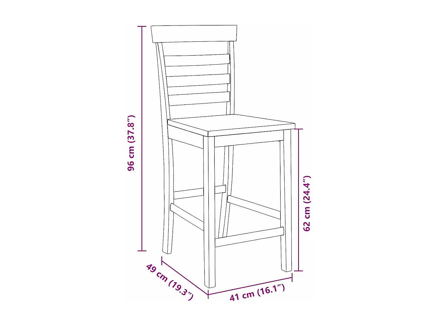Tabourets de bar 2 pcs naturel bois massif d'hévéa