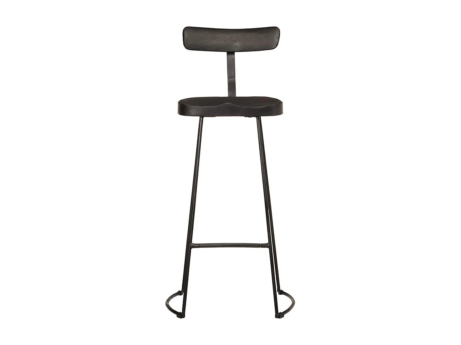Tabourets de bar lot de 2 noir 49x43x103cm bois manguier massif
