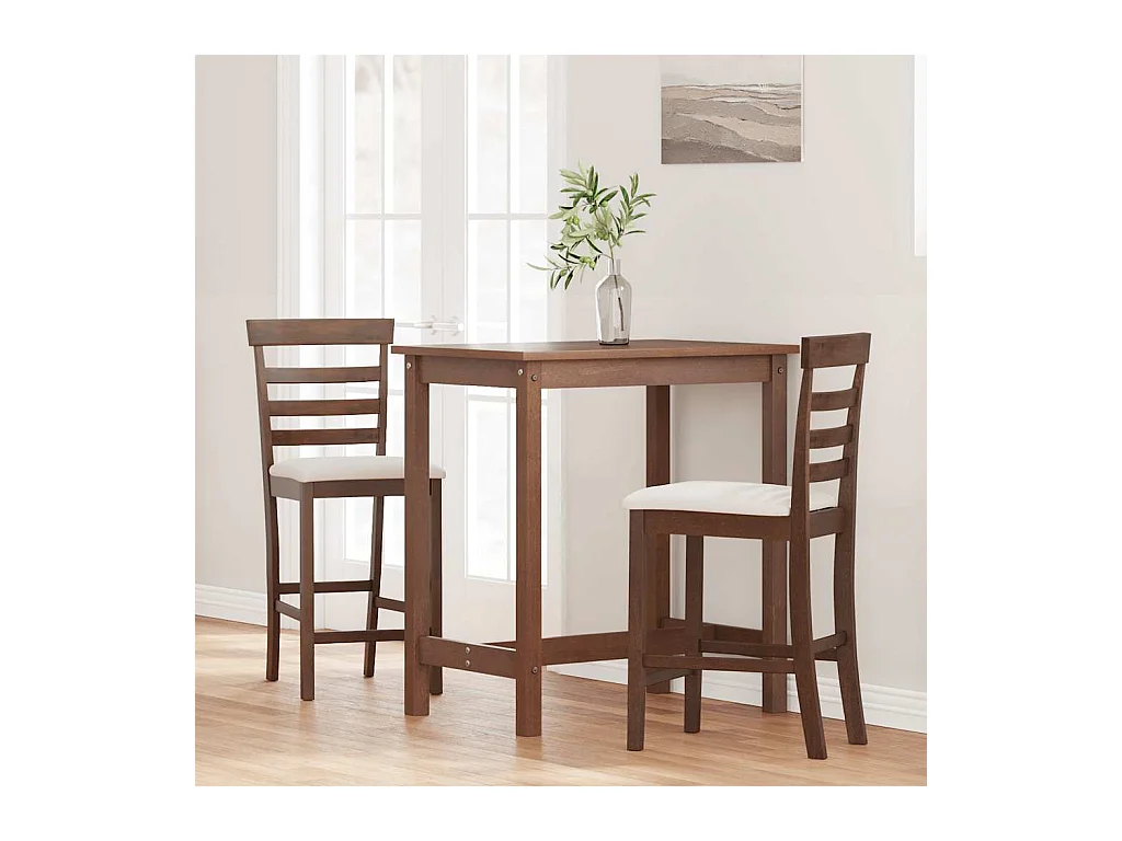 Sgabelli da bar con cuscini 2 pezzi in legno massello di gomma marrone