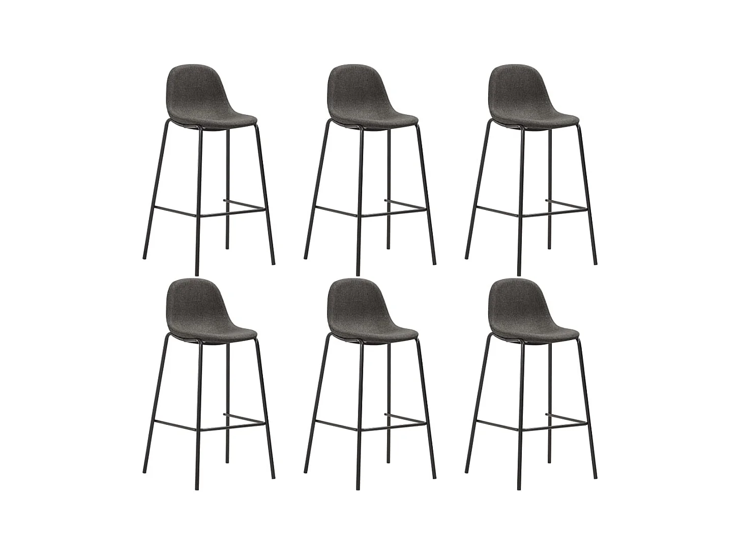 Chaises de bar lot de 6 gris foncé tissu