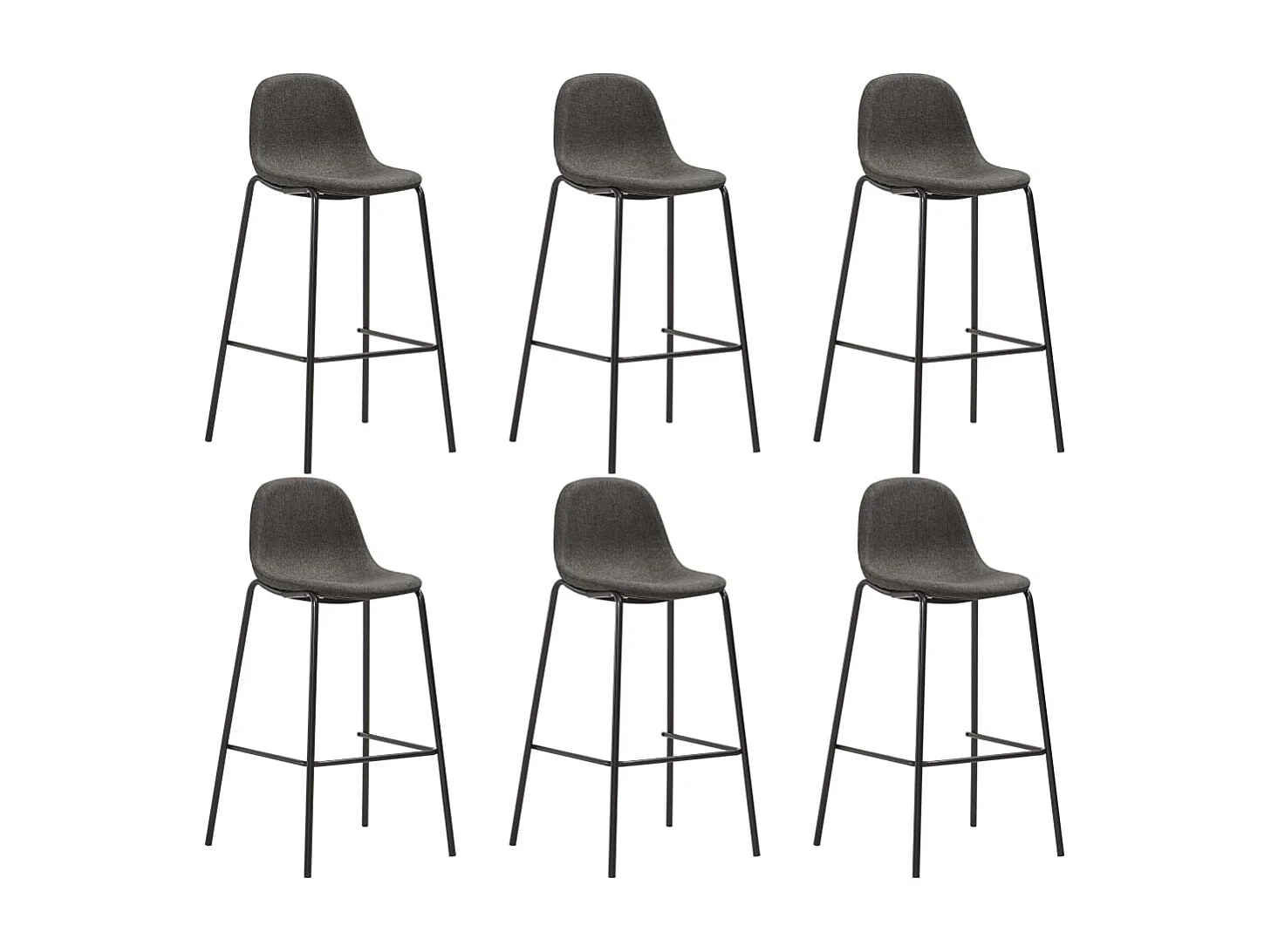 Chaises de bar lot de 6 gris foncé tissu