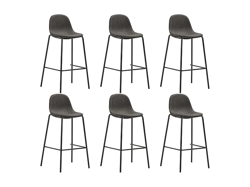 Chaises de bar lot de 6 gris foncé tissu