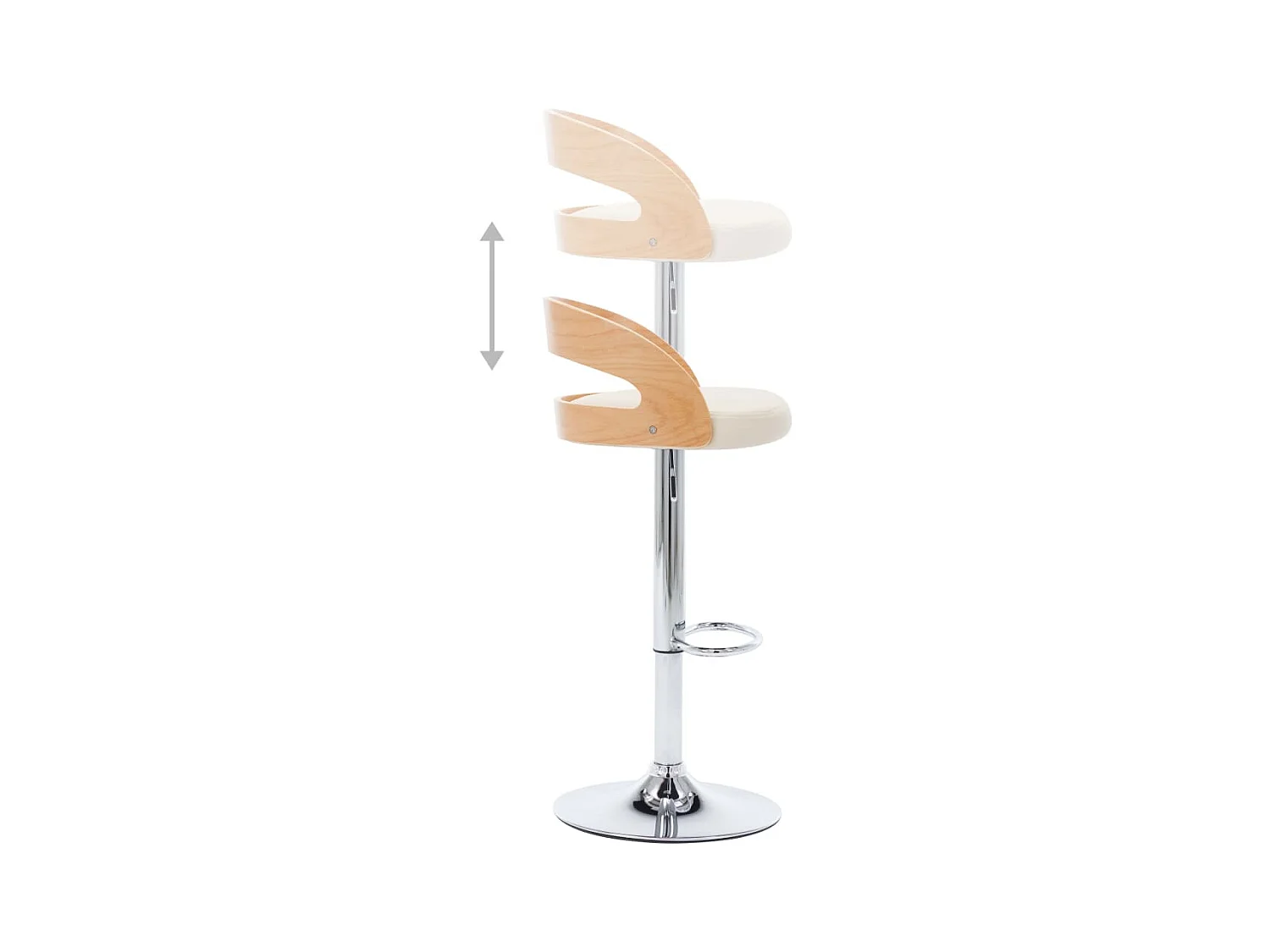 Set di 2 sgabelli da bar in similpelle color crema e legno curvato