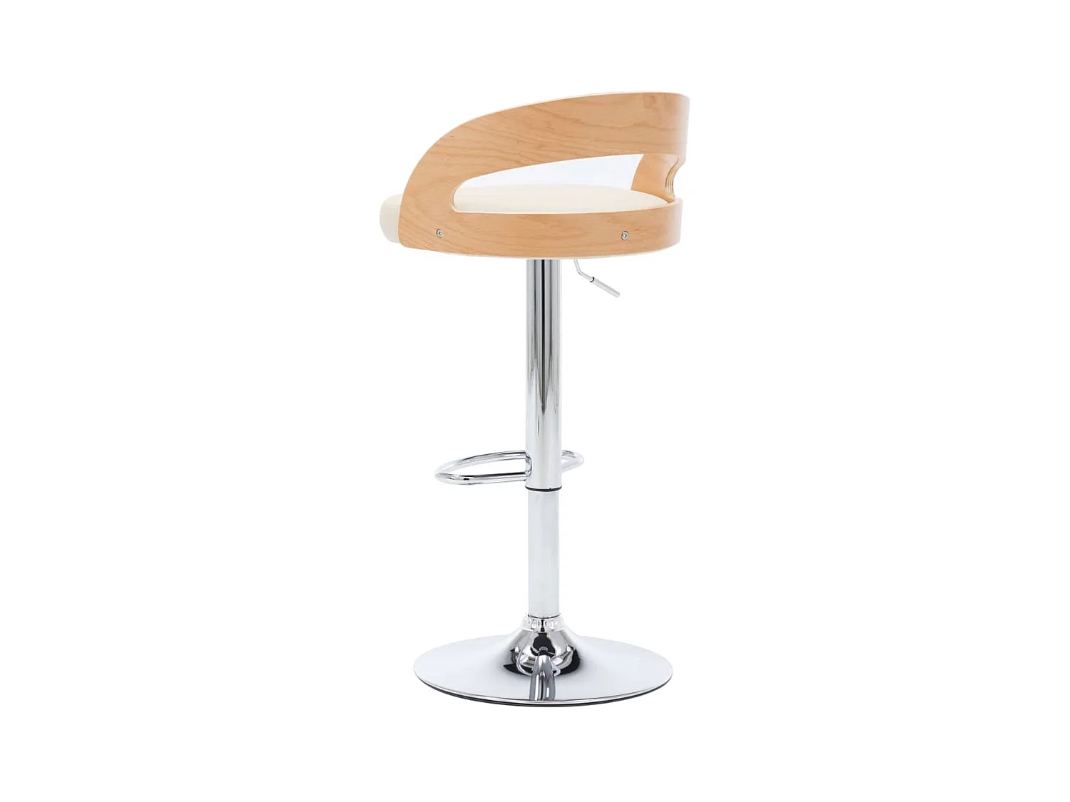 Set di 2 sgabelli da bar in similpelle color crema e legno curvato
