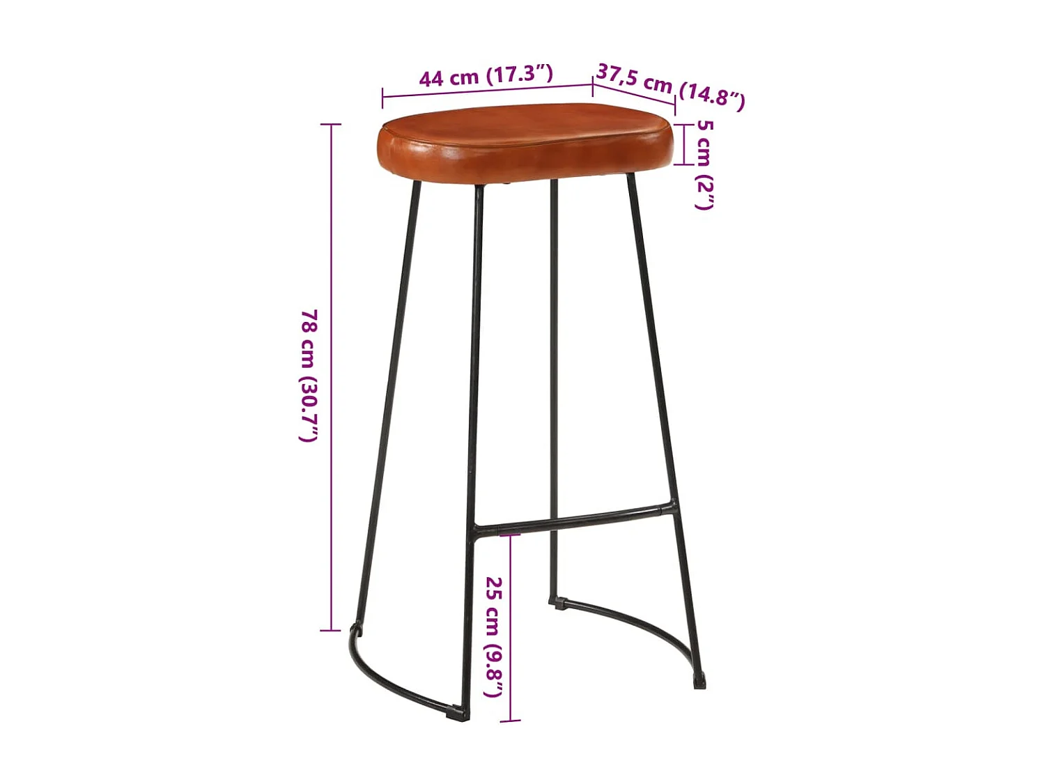 Tabourets de bar Gavin lot de 2 44x37,5x78 cm