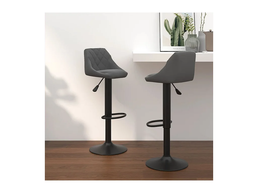 Tabourets de bar lot de 2 gris foncé velours