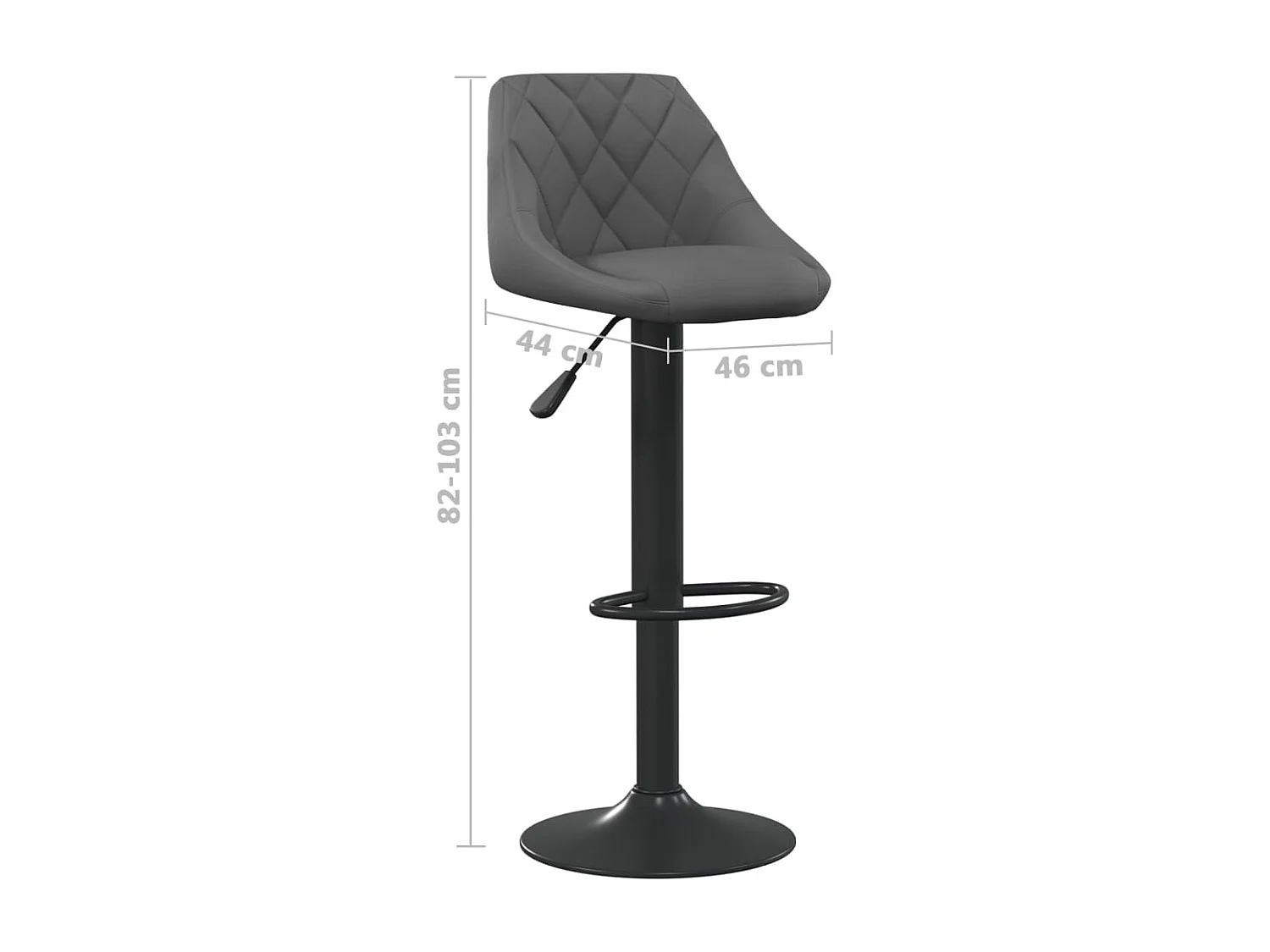 Tabourets de bar lot de 2 gris foncé velours