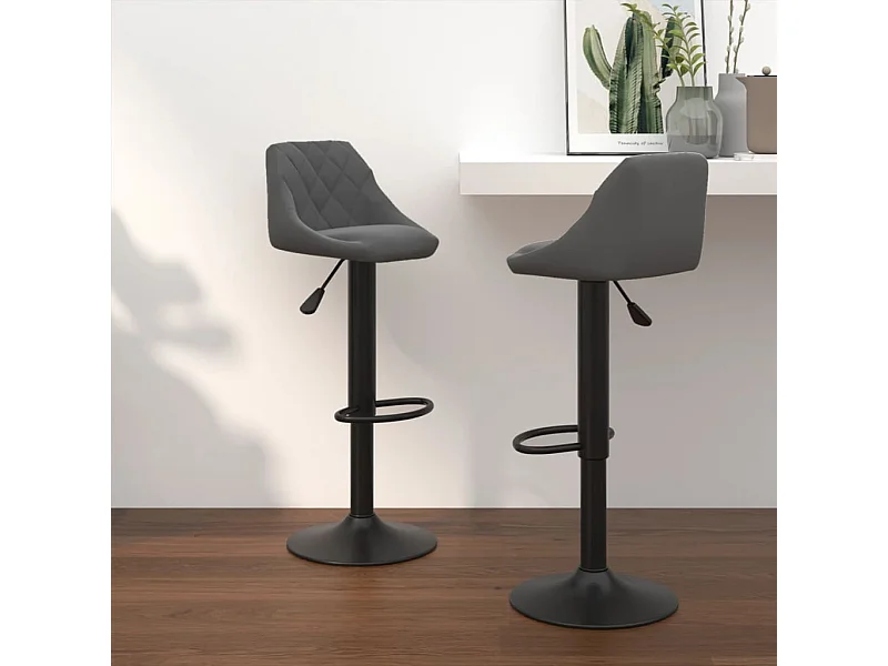 Tabourets de bar lot de 2 gris foncé velours
