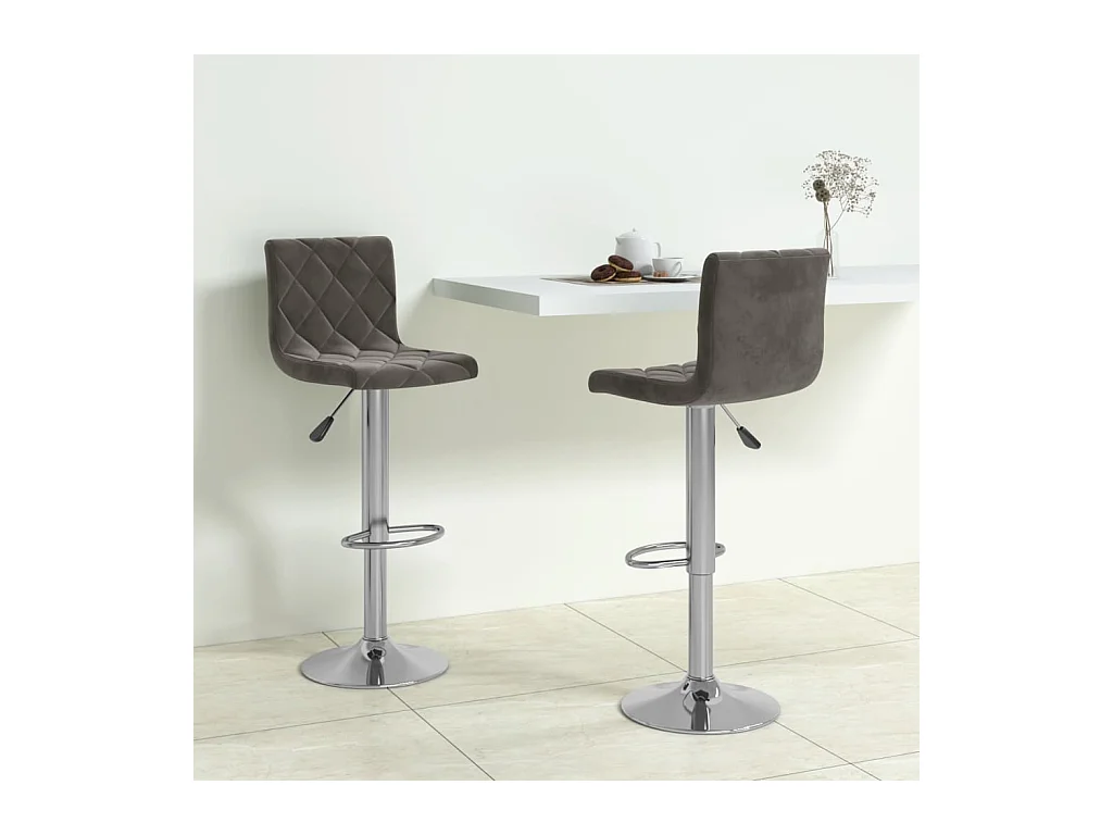 Tabourets de bar lot de 2 gris foncé velours