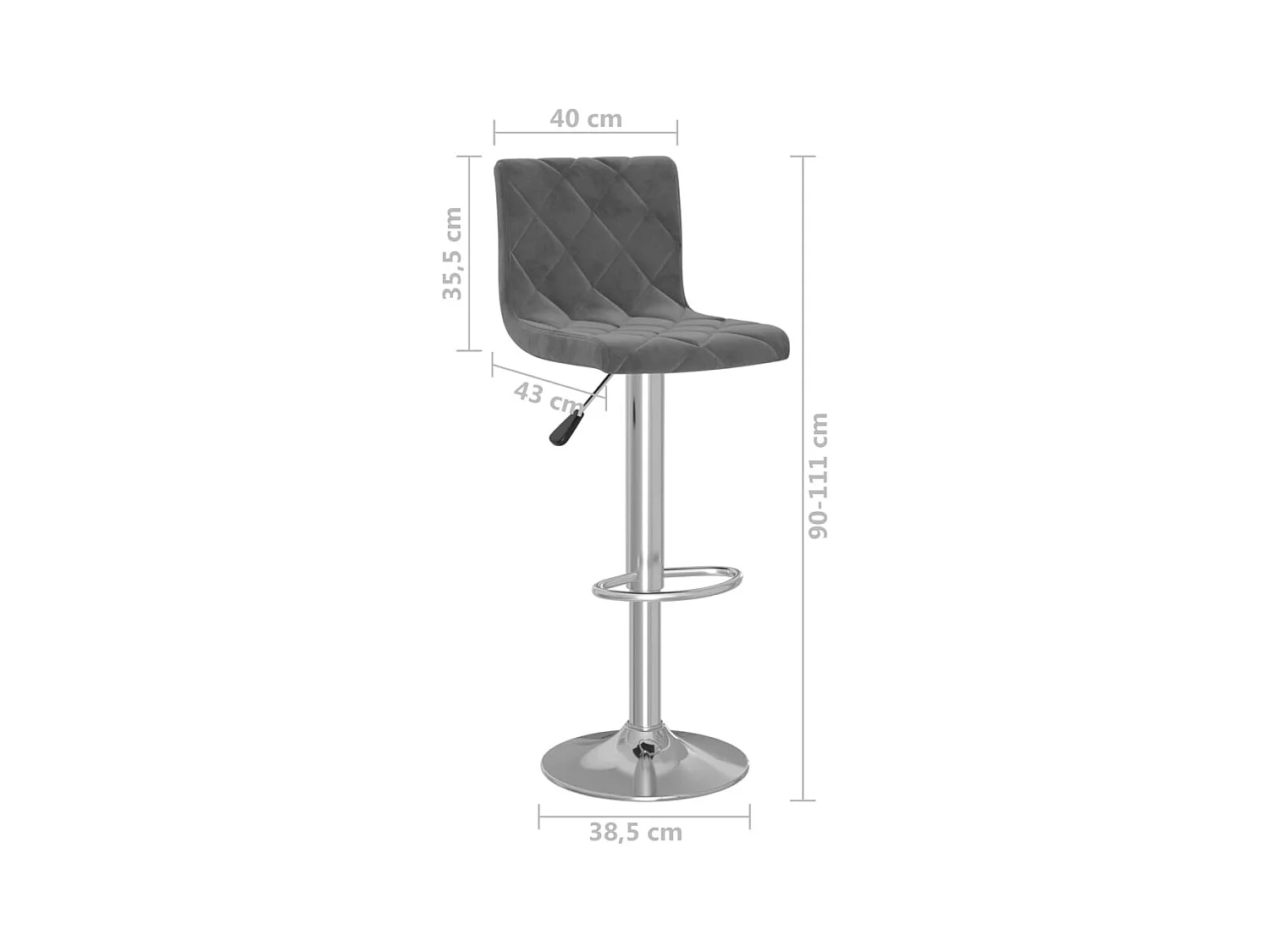 Tabourets de bar lot de 2 gris foncé velours