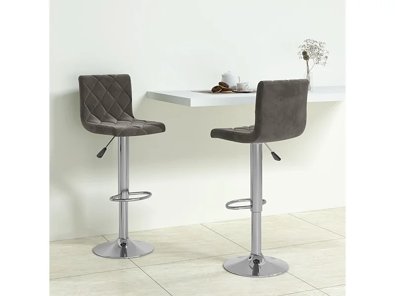 Tabourets de bar lot de 2 gris foncé velours