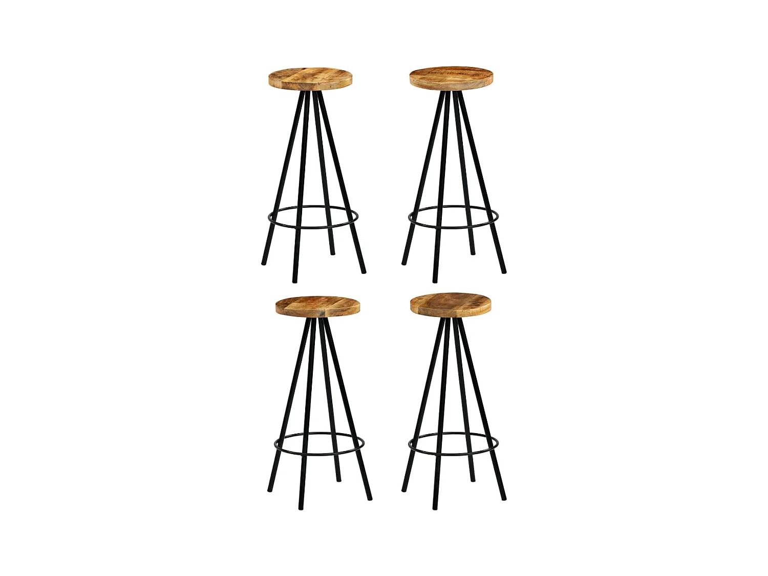 Chaises de bar lot de 4 bois de manguier solide