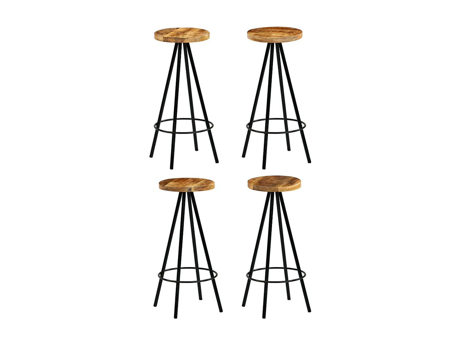 Chaises de bar lot de 4 bois de manguier solide