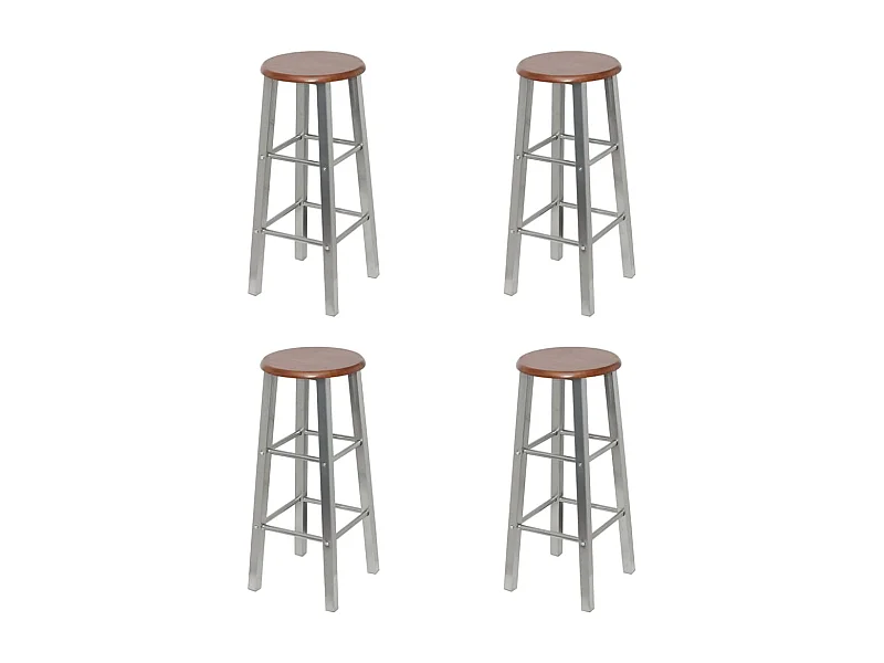 Set di 4 sgabelli da bar in MDF argento e marrone