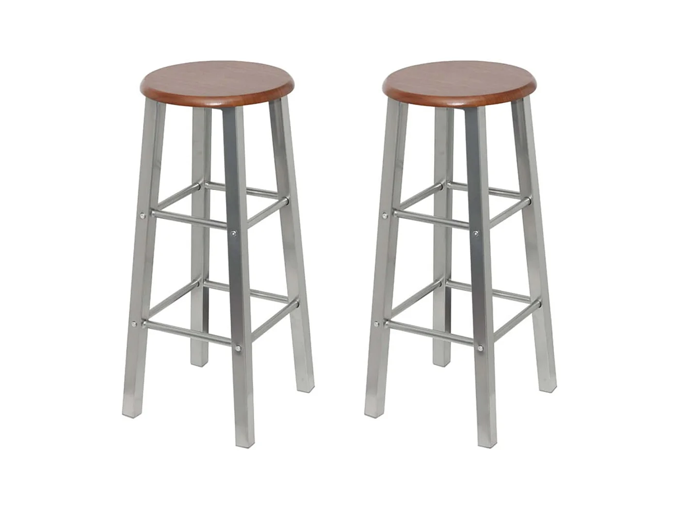 Set di 4 sgabelli da bar in MDF argento e marrone