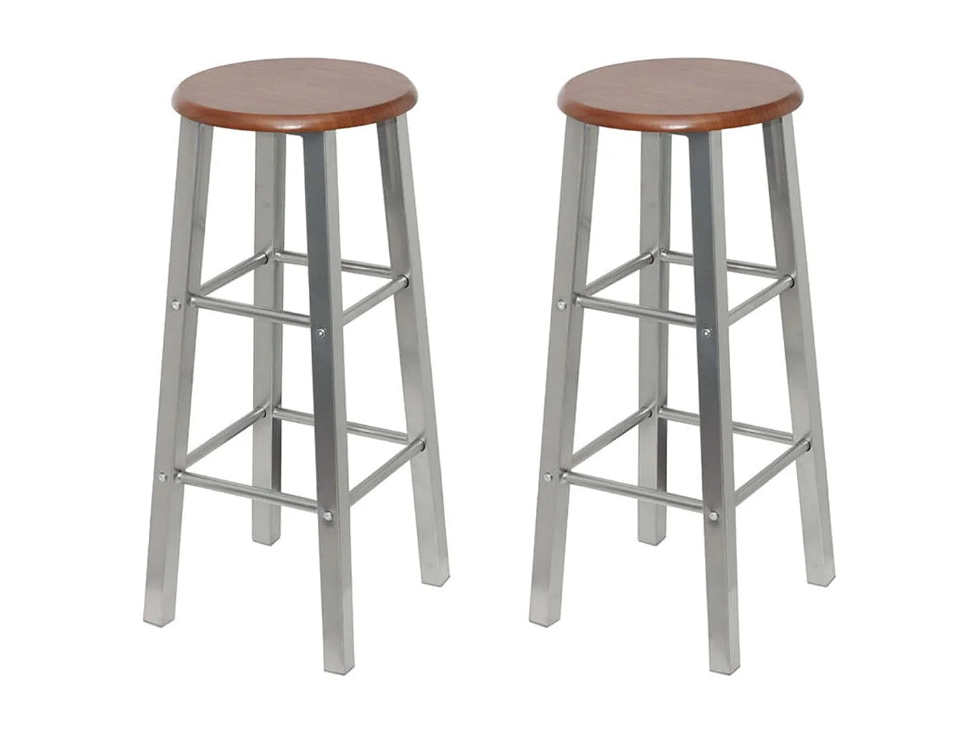 Tabourets de bar lot de 4 argenté et marron MDF