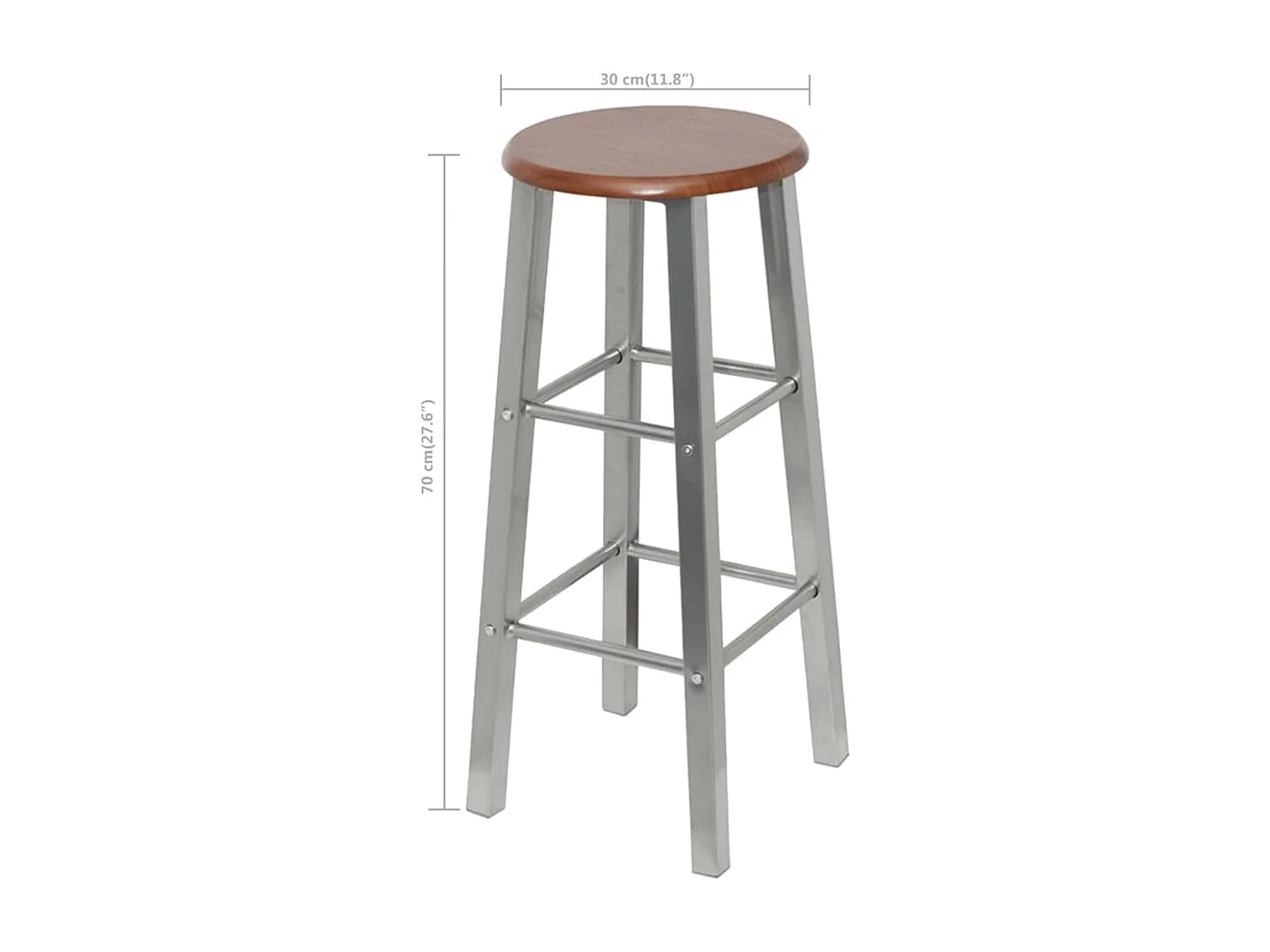 Tabourets de bar lot de 4 argenté et marron MDF