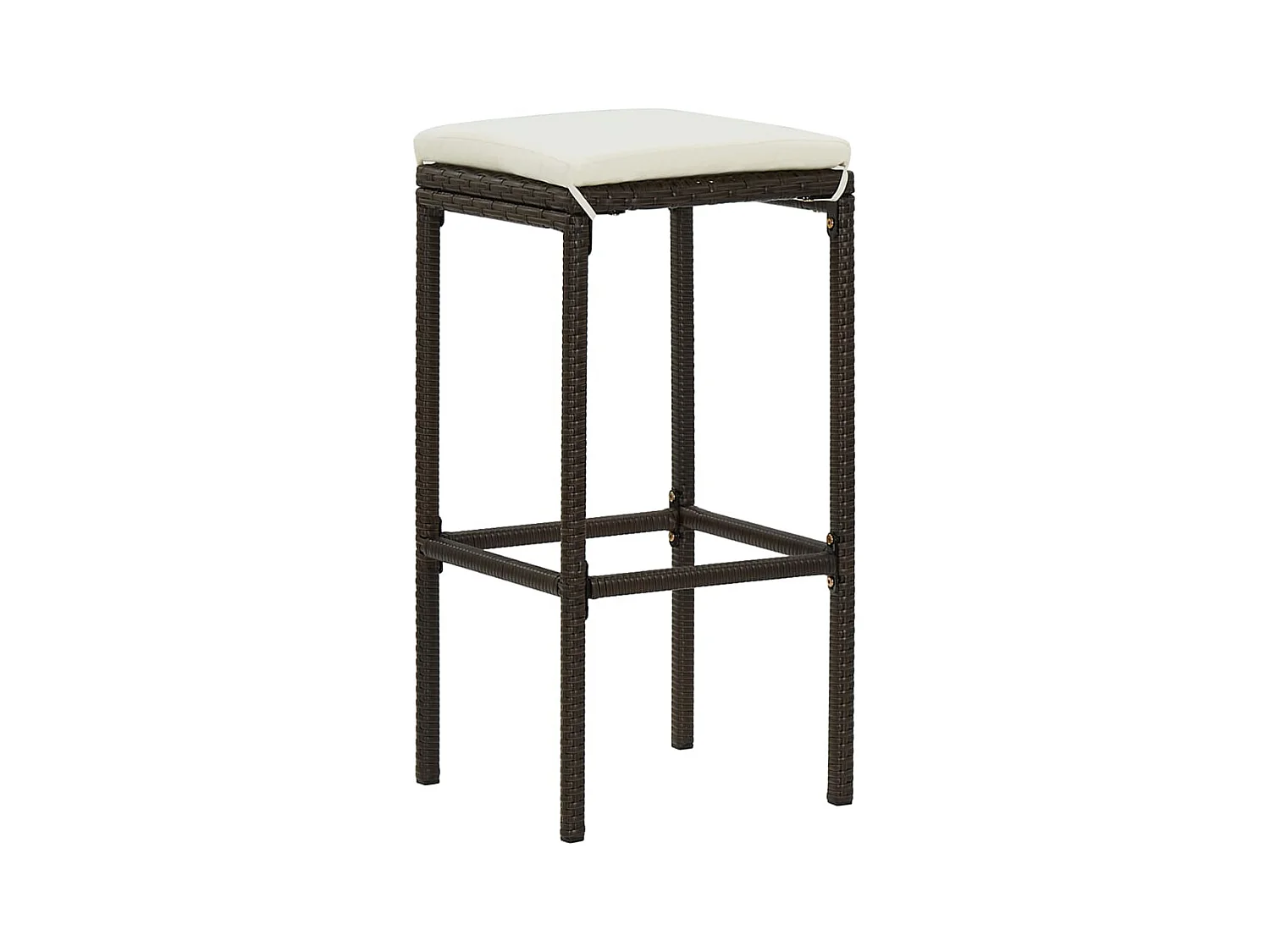 Sgabelli da bar con cuscini set di 4 in resina di vimini marrone