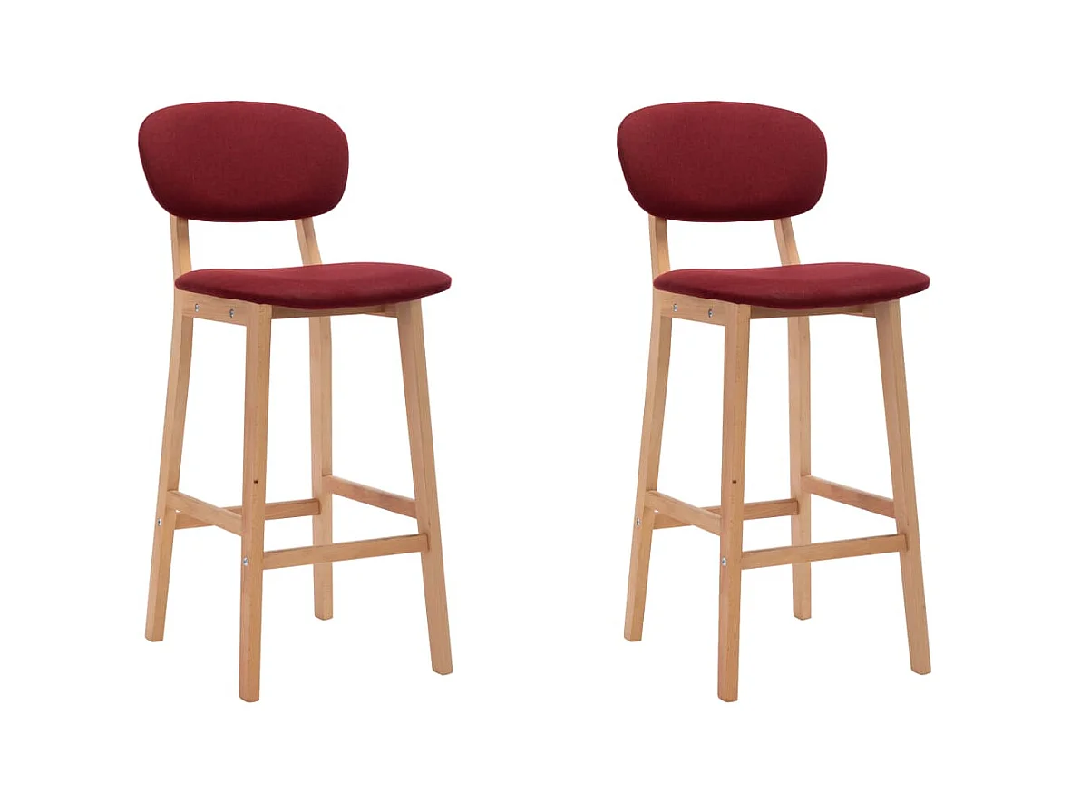 Tabourets de bar lot de 2 rouge bordeaux tissu