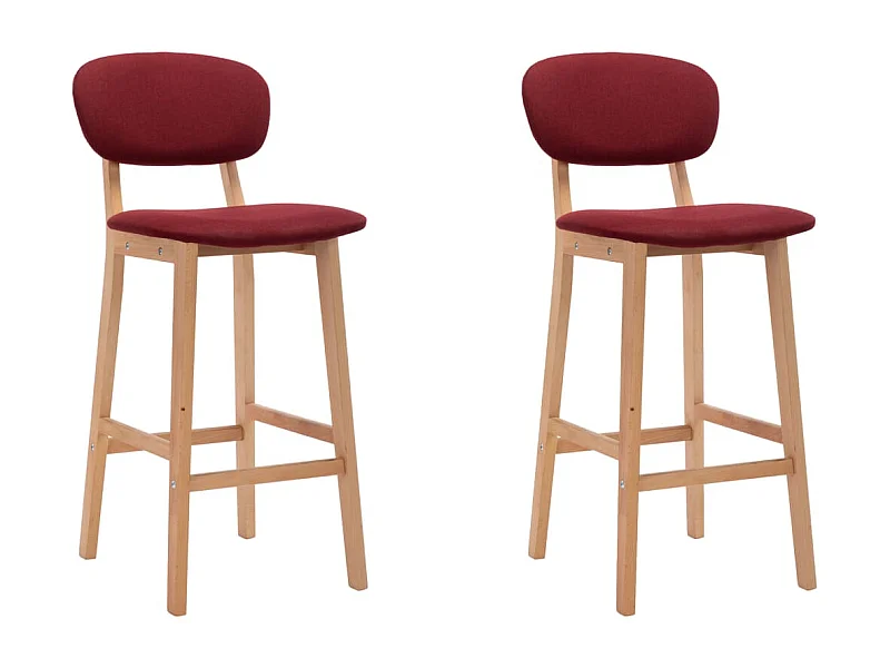 Tabourets de bar lot de 2 rouge bordeaux tissu