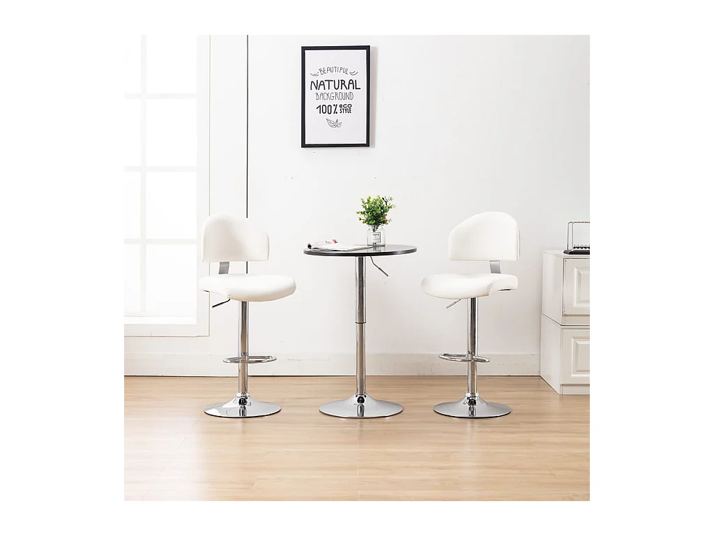Tabourets de bar lot de 2 blanc similicuir