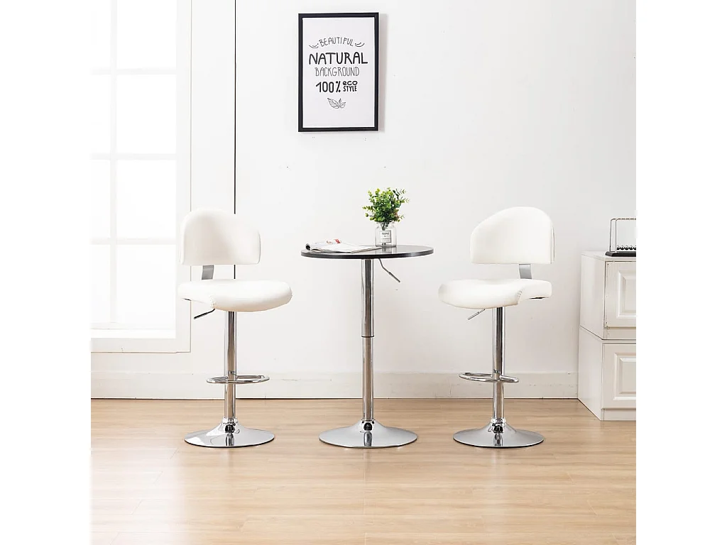 Tabourets de bar lot de 2 blanc similicuir