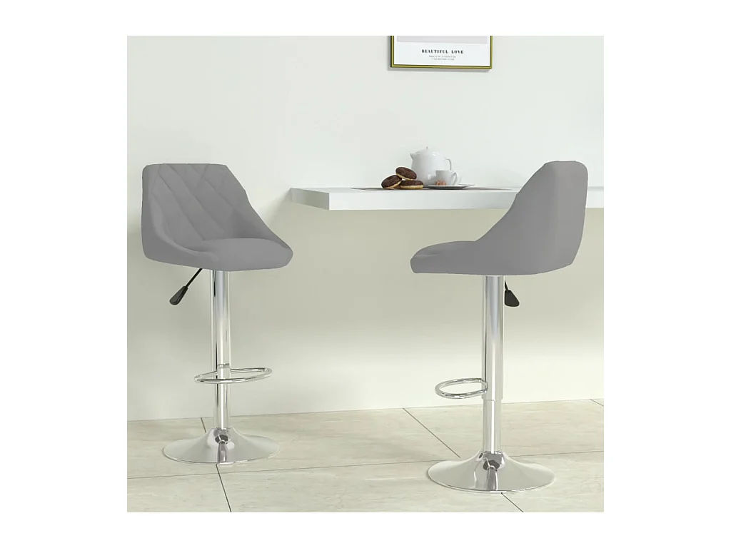 Tabourets de bar lot de 2 gris clair velours