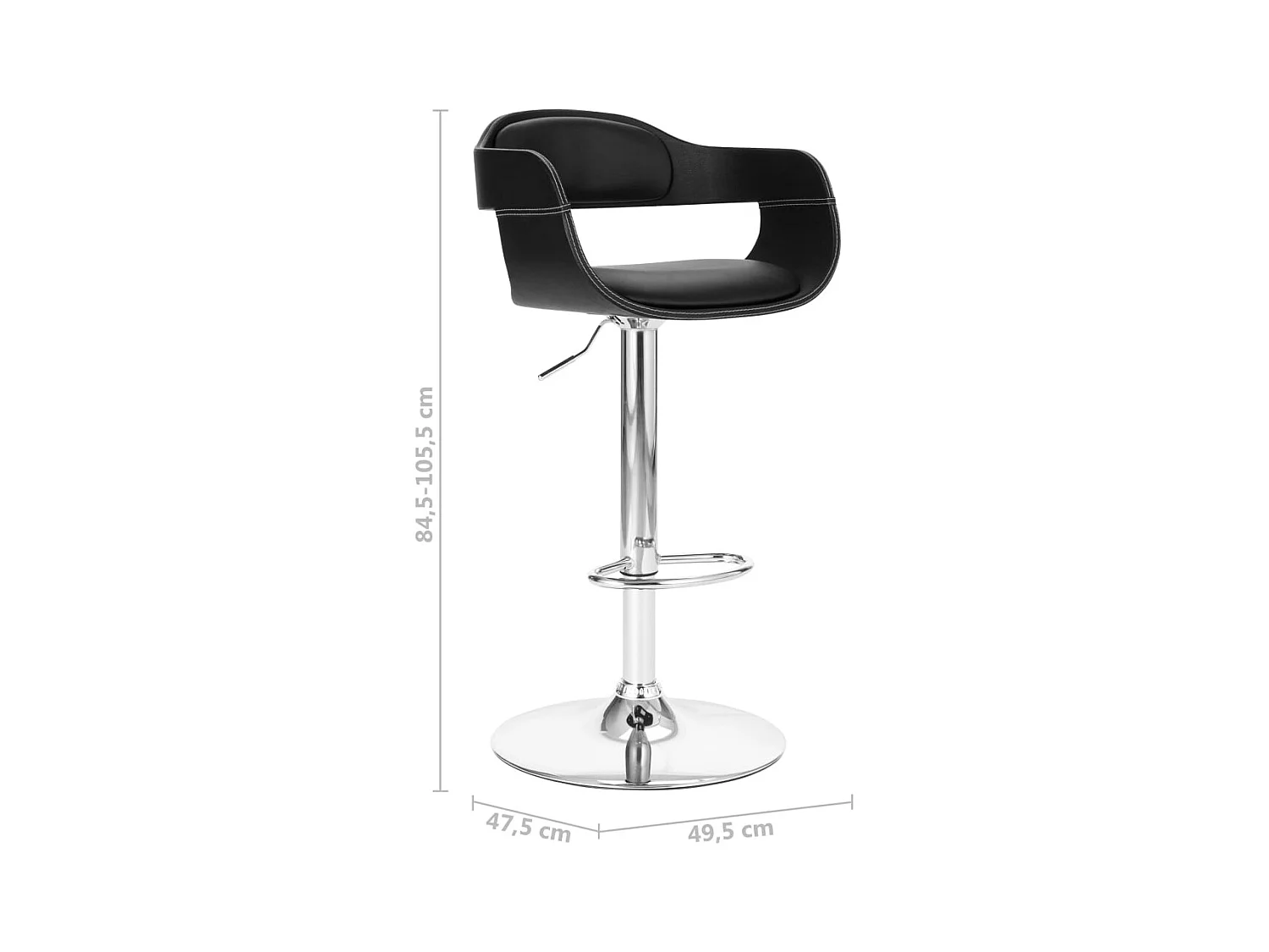 Sgabello da bar in similpelle nera