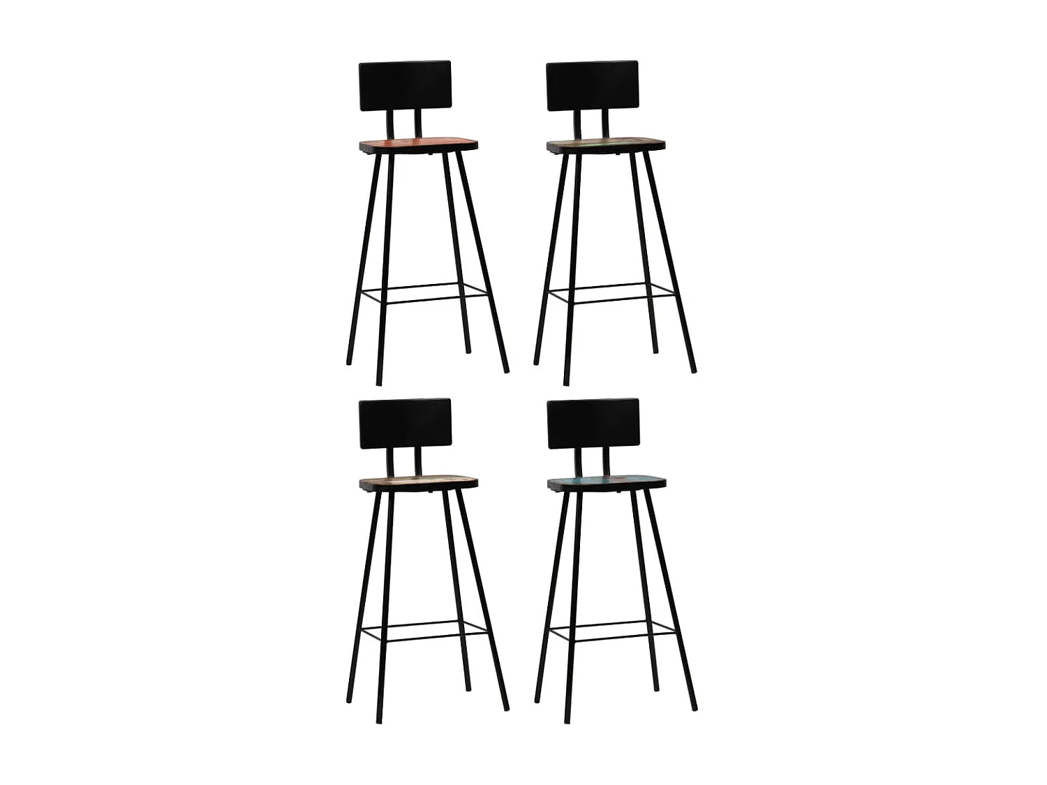 Tabourets de bar lot de 4 bois massif de récupération