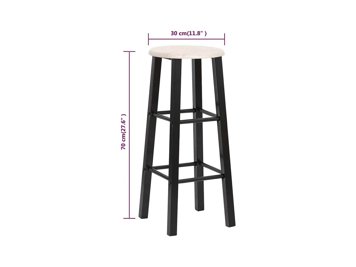 Barkrukken set van 2 zwart MDF