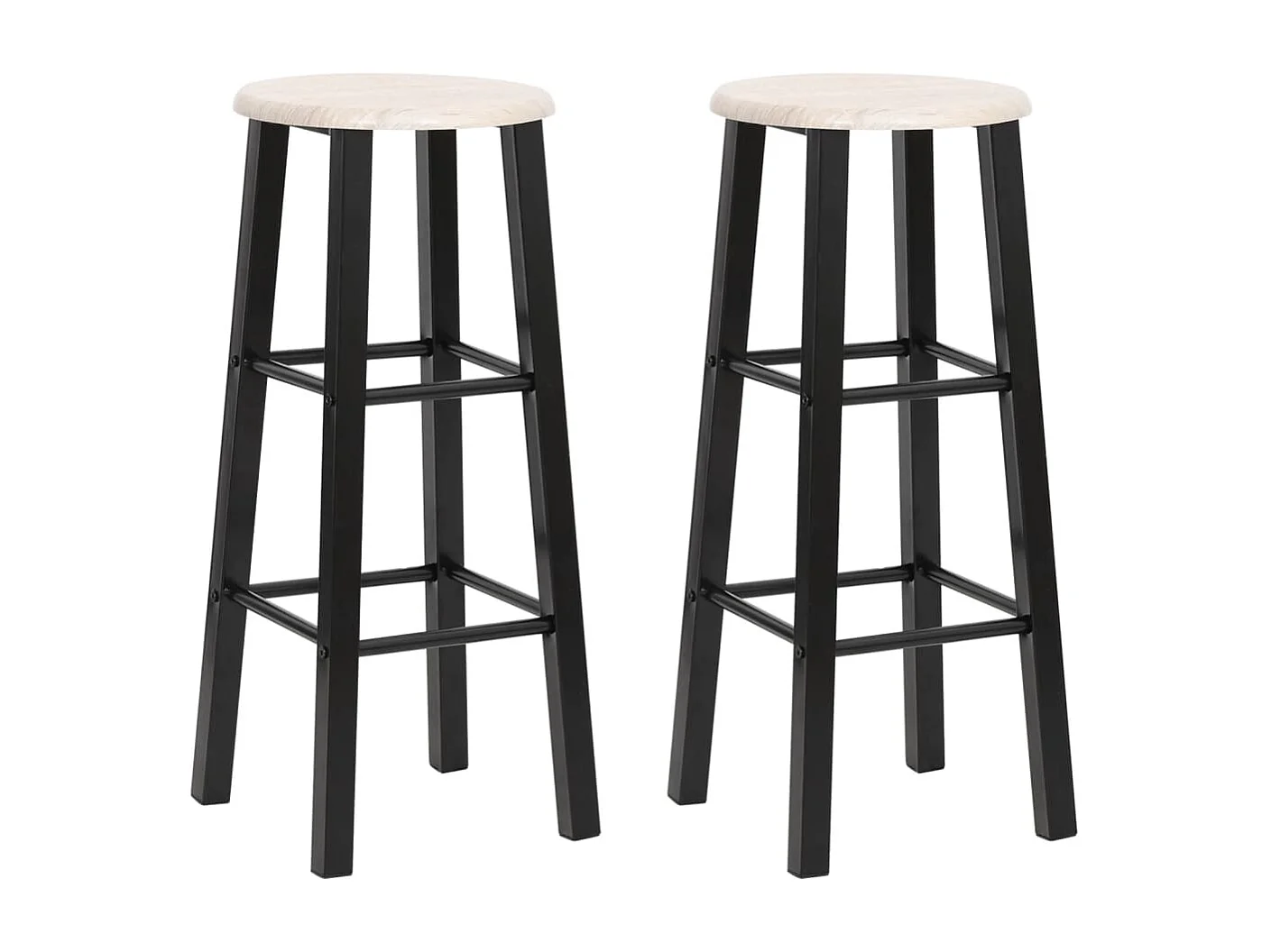Tabourets de bar lot de 2 noir MDF
