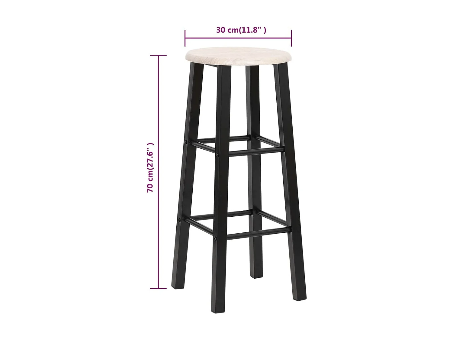 Tabourets de bar lot de 2 noir MDF