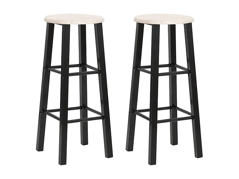 Tabourets de bar lot de 2 noir MDF