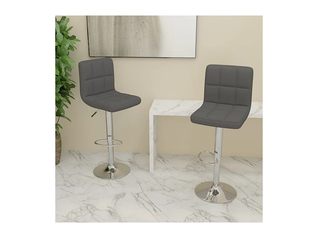 Tabourets de bar lot de 2 gris foncé tissu