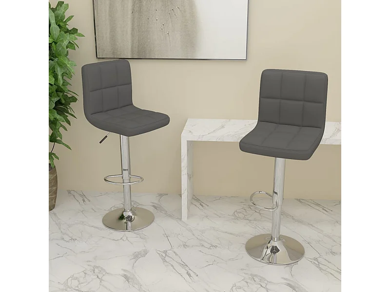 Tabourets de bar lot de 2 gris foncé tissu