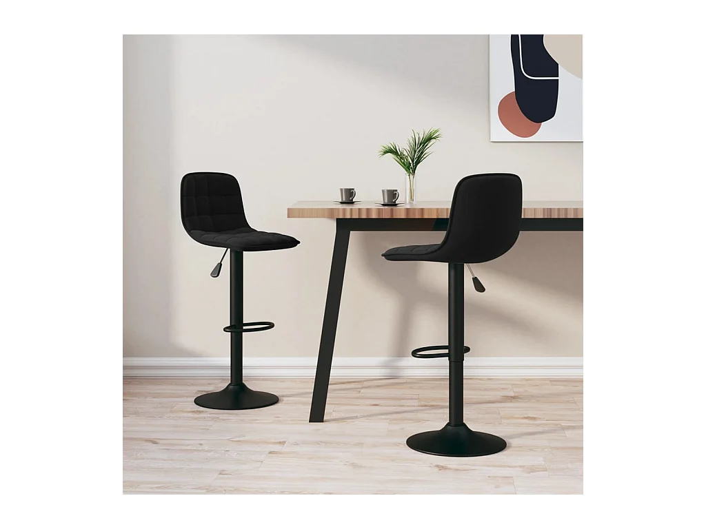 Set di 2 sgabelli da bar in velluto nero