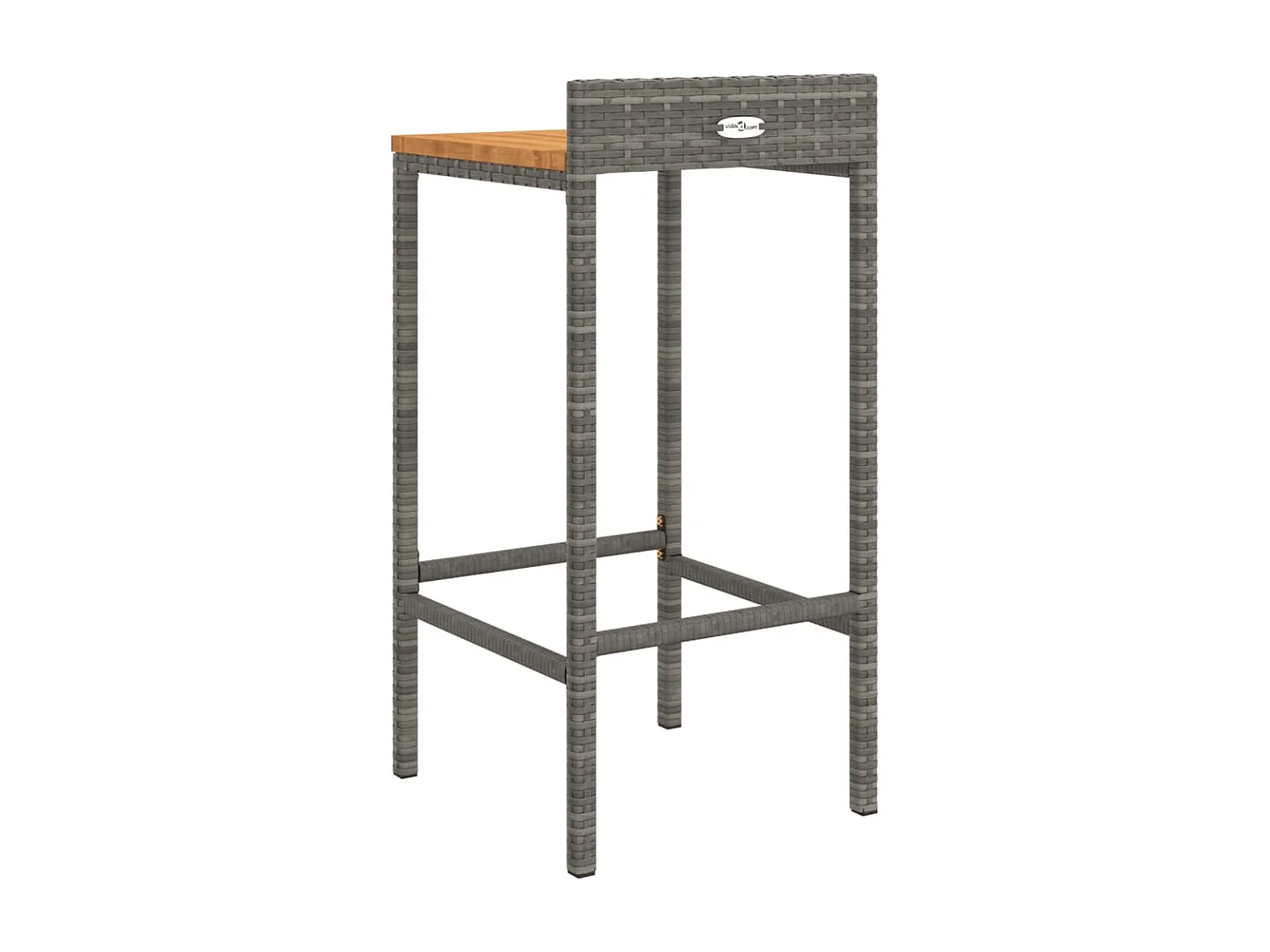 Tabourets de bar lot de 4 gris résine tressée et bois d'acacia