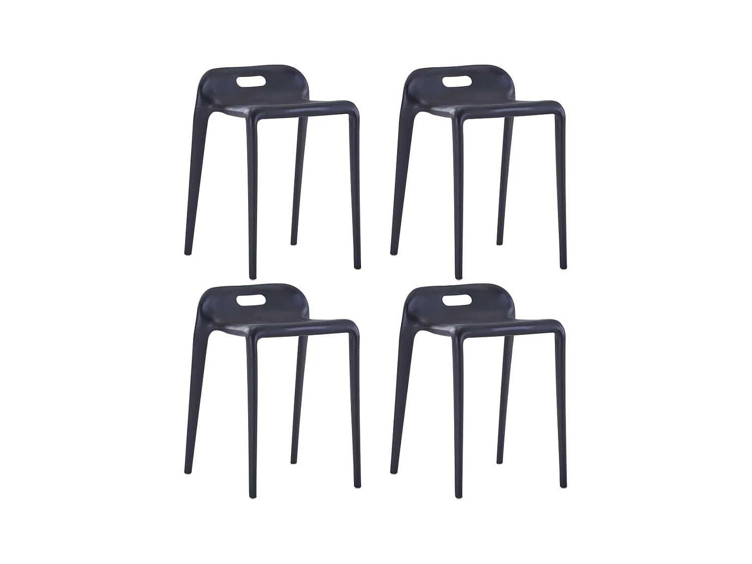 Tabourets empilables lot de 4 noir plastique