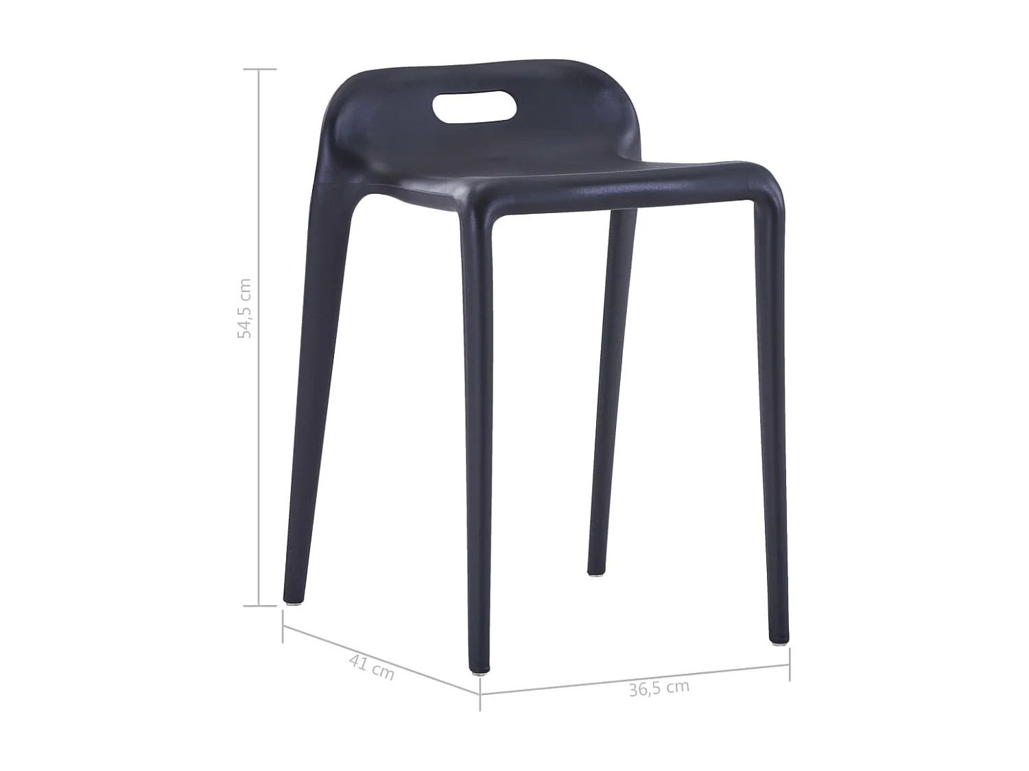 Tabourets empilables lot de 4 noir plastique