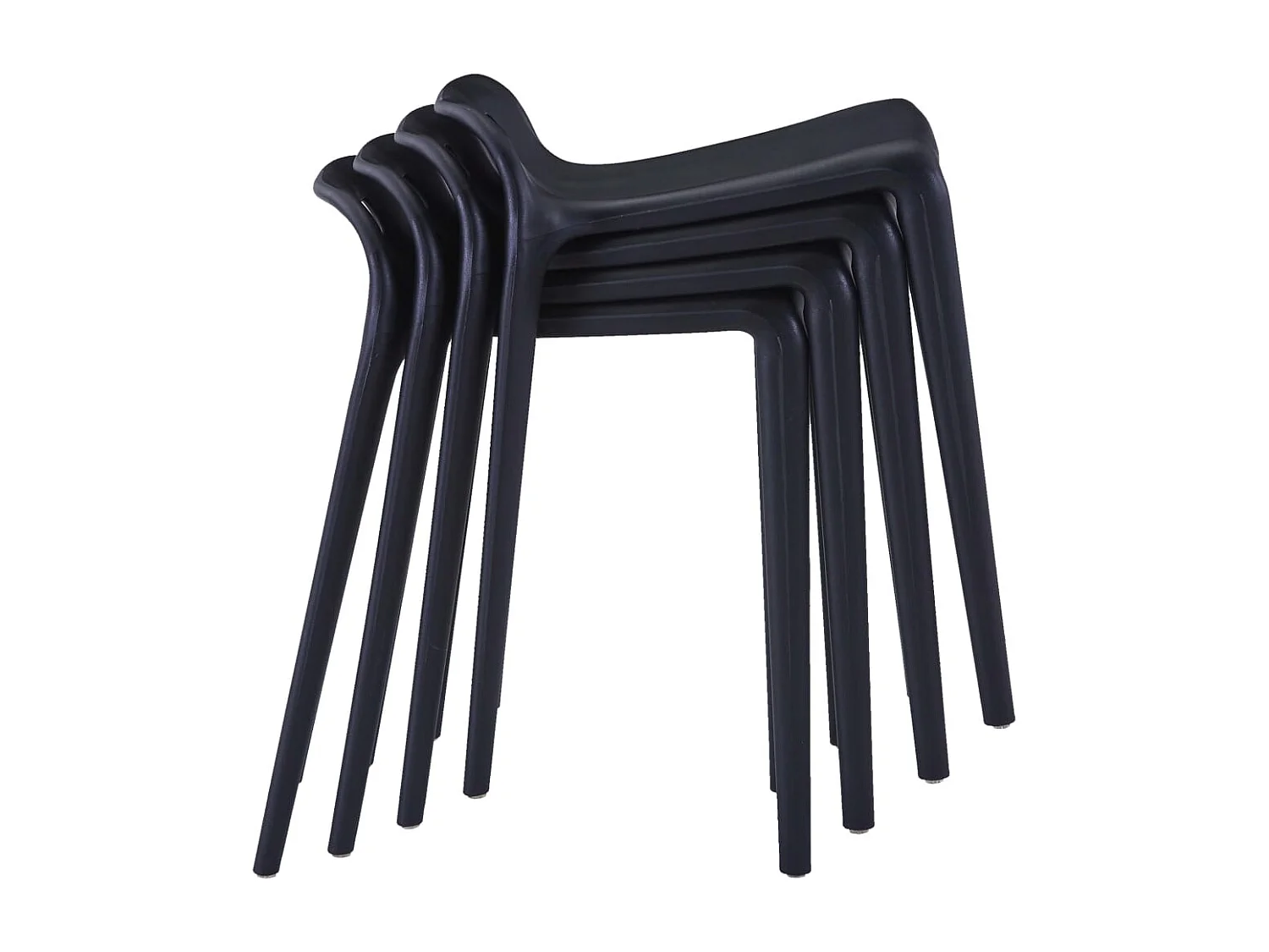 Tabourets empilables lot de 4 noir plastique