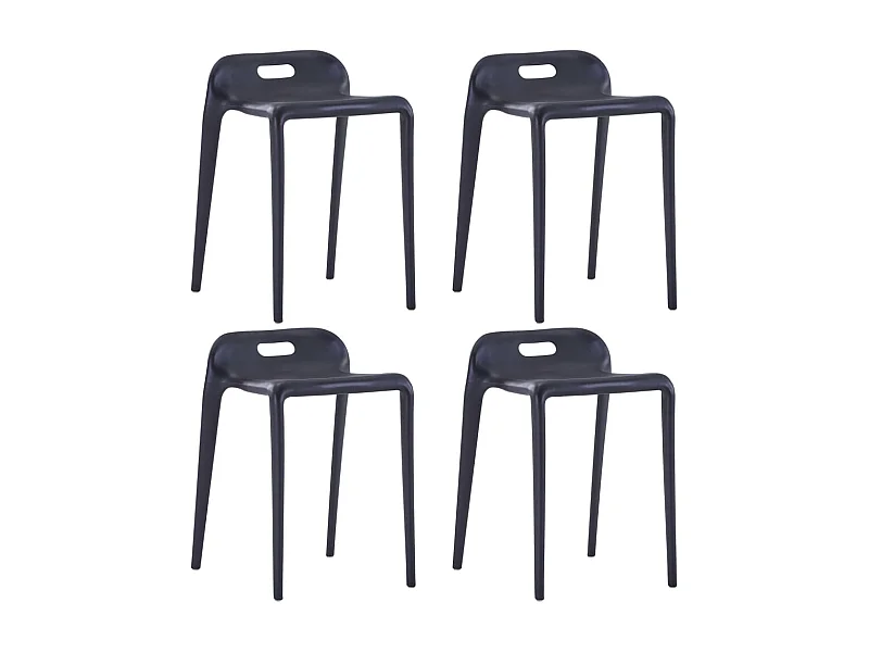 Tabourets empilables lot de 4 noir plastique