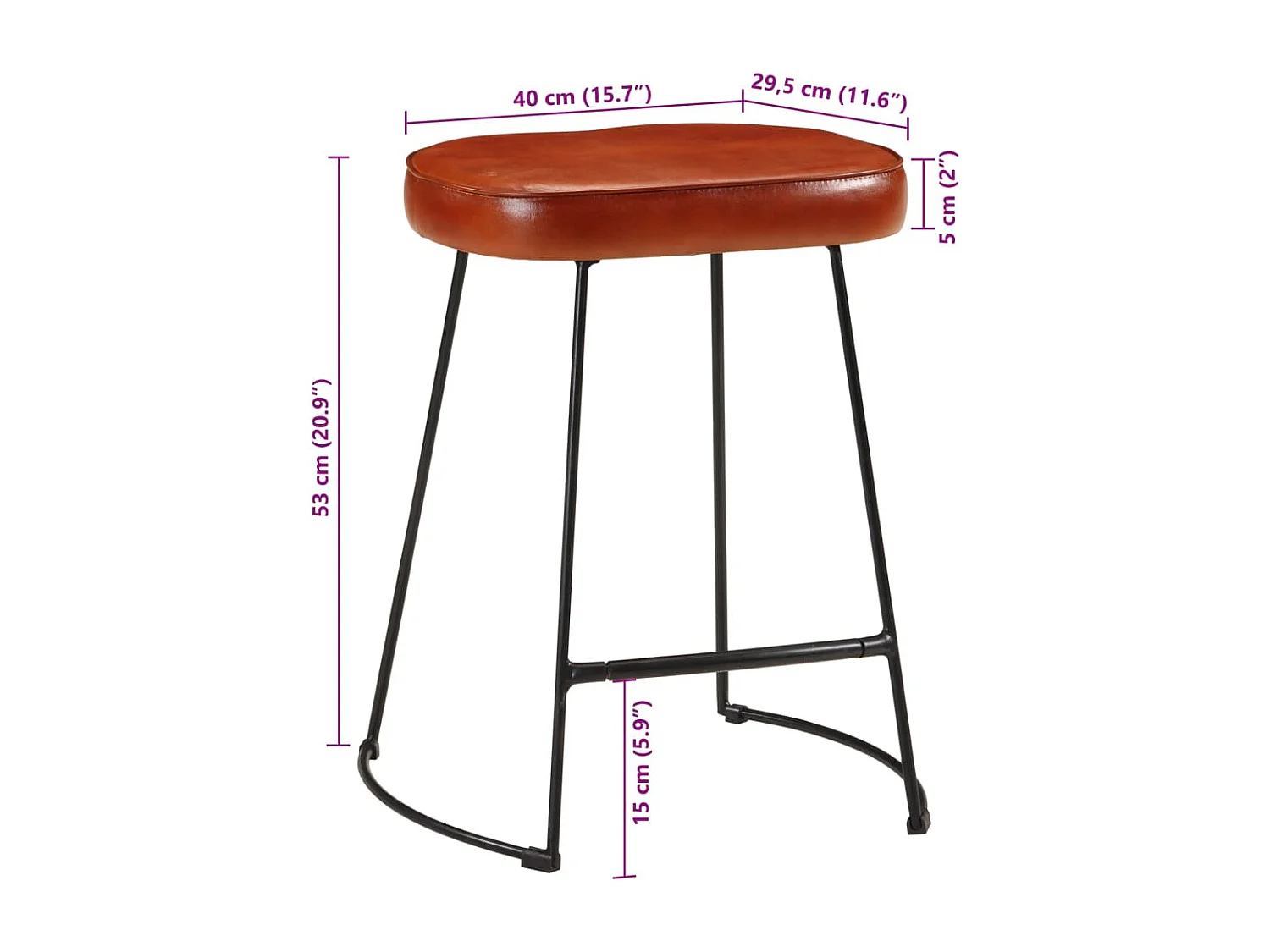 Tabourets de bar lot de 2 marron foncé 40x29,5x53 cm