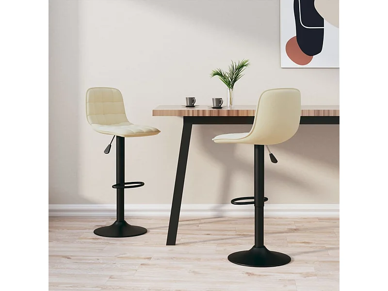 Set di 2 sgabelli da bar in velluto crema