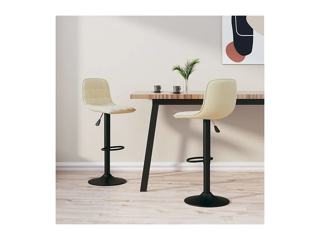 Set di 2 sgabelli da bar in velluto crema